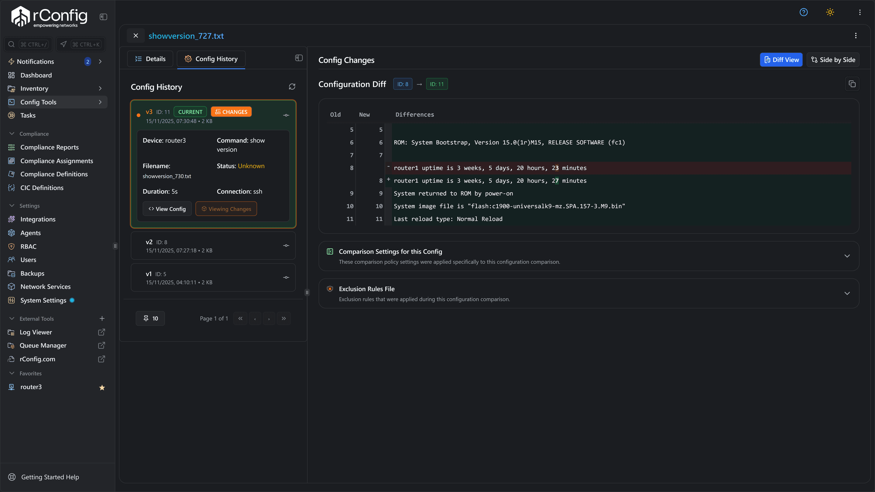rConfig product demo preview