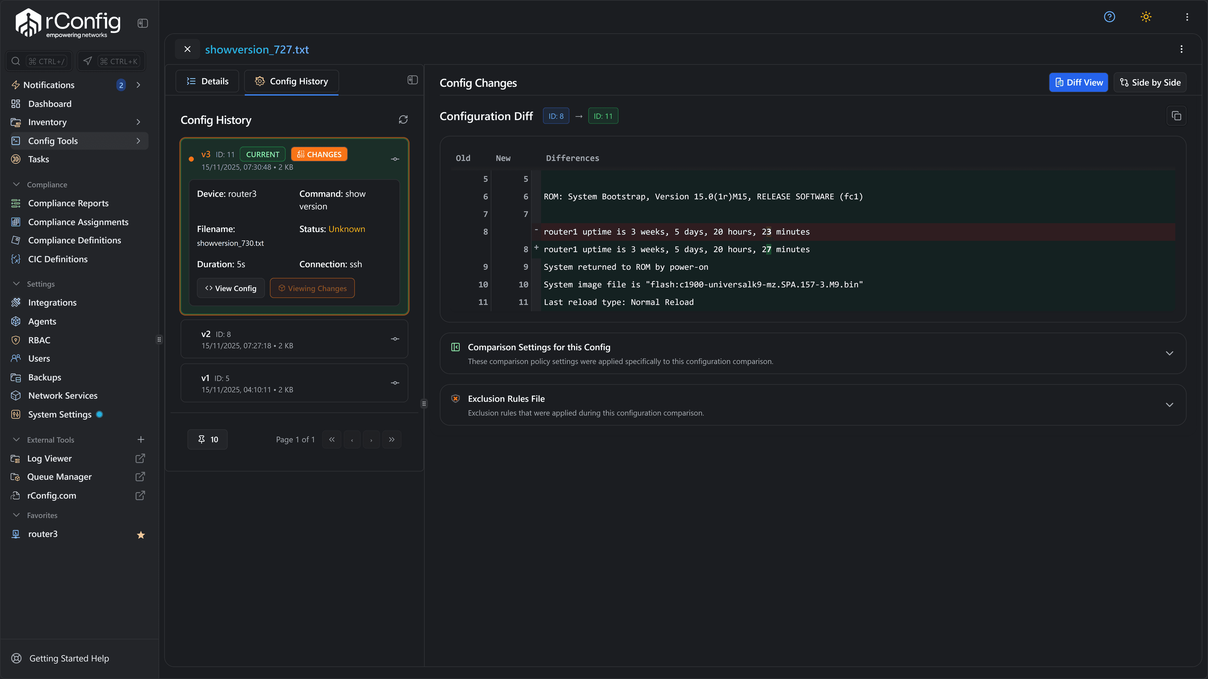rConfig product demo preview
