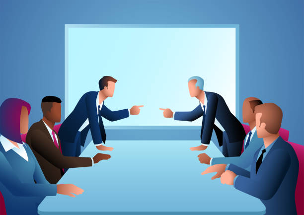 Illustration of executives arguing in a boardroom
