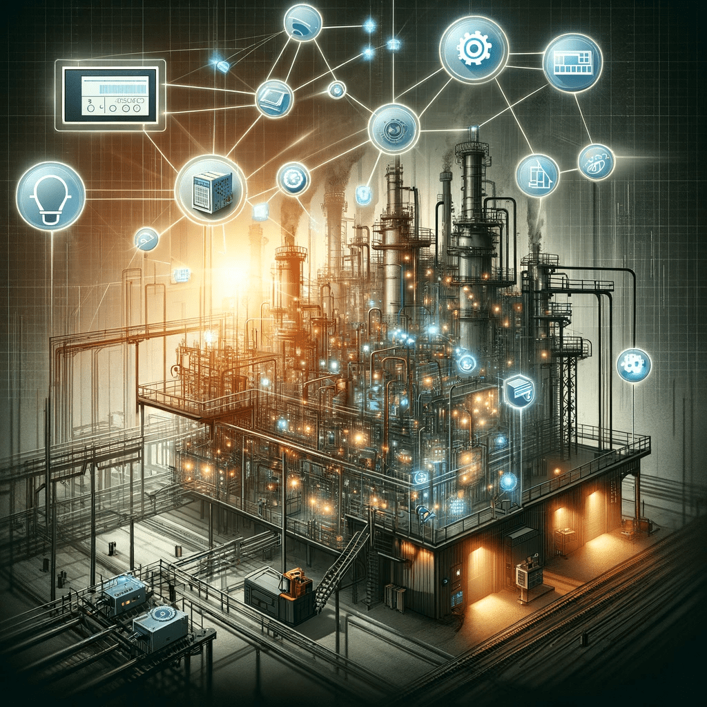 Illustration of a network encompassing a manufacturing plant